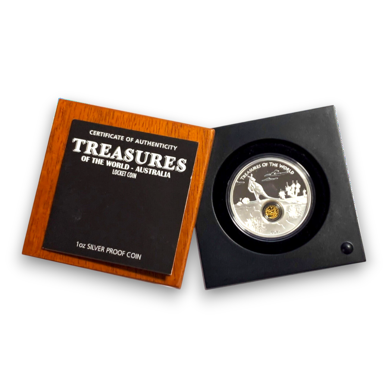 2014 Australia Treasures of the World Gold Locket 1oz Silver Proof Coin